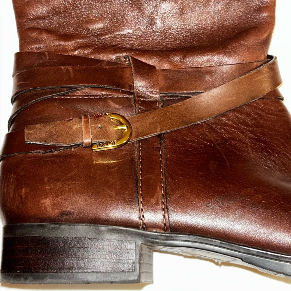 Audrey Brooke Abannya Brown Leather Heeled Riding Boots Zipper Lined Size 7 - Picture 3 of 13